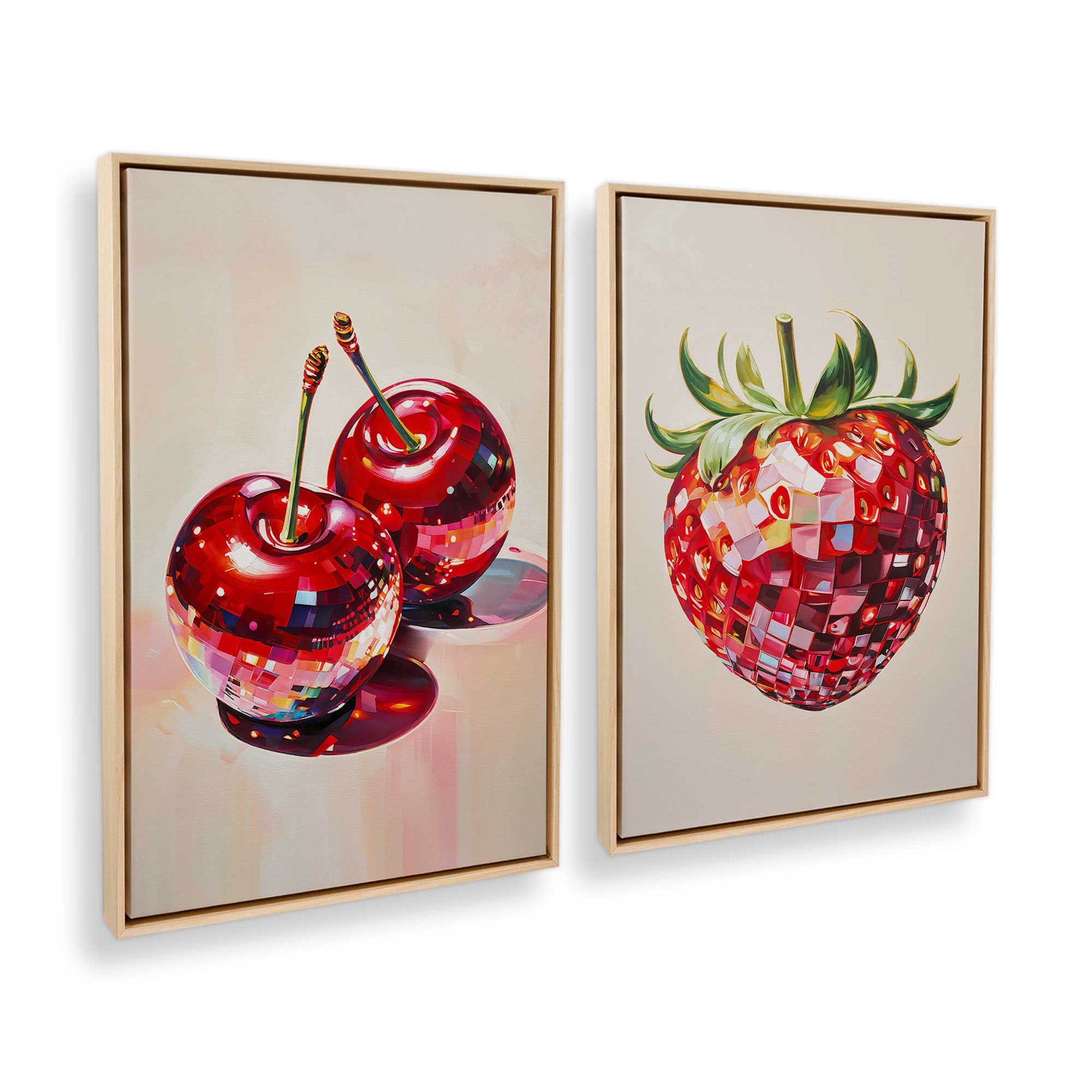 [Color:American Maple], Picture of art in a American Maple frame at an angle