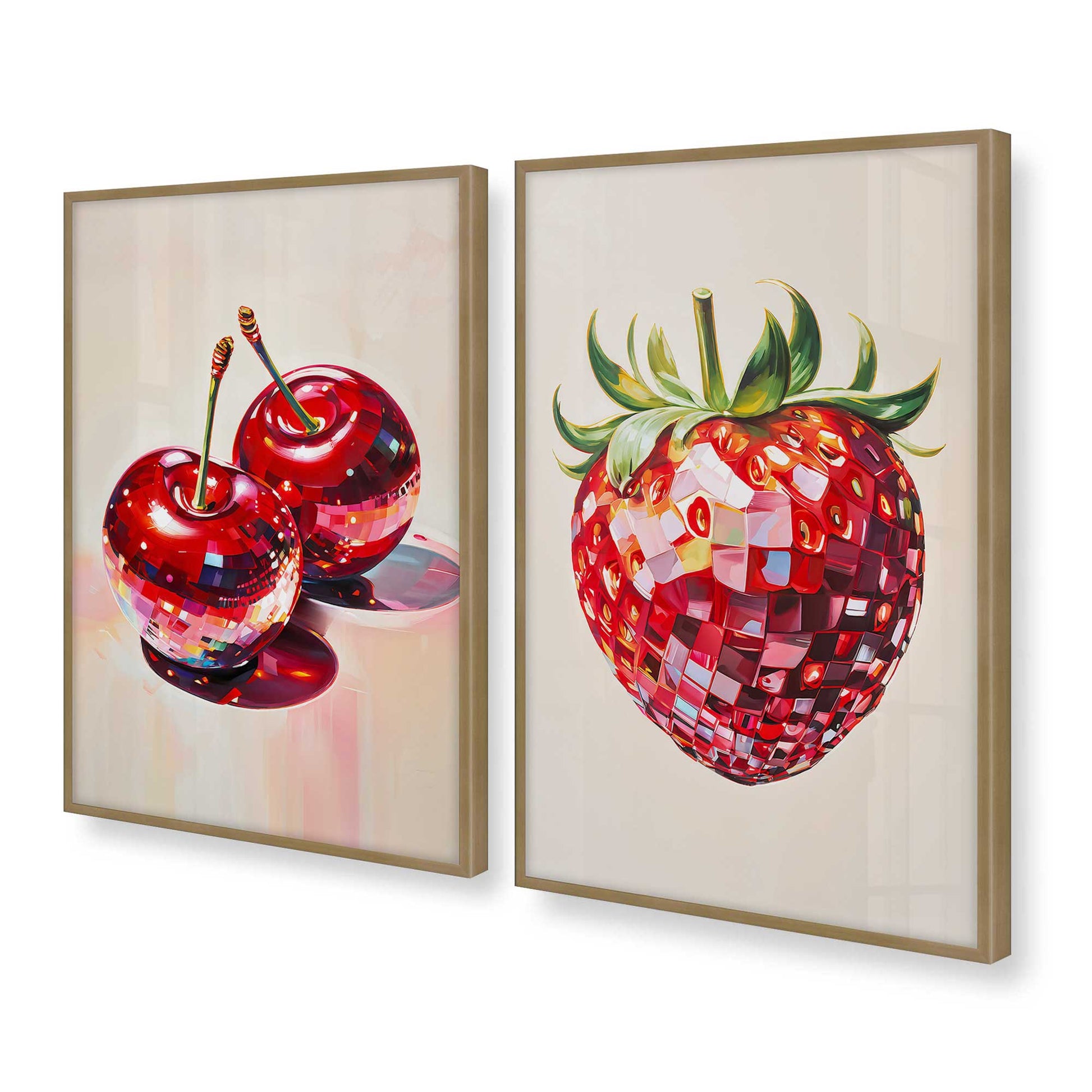 [Color:Brushed Gold], Picture of art in a Brushed Gold frame at an angle