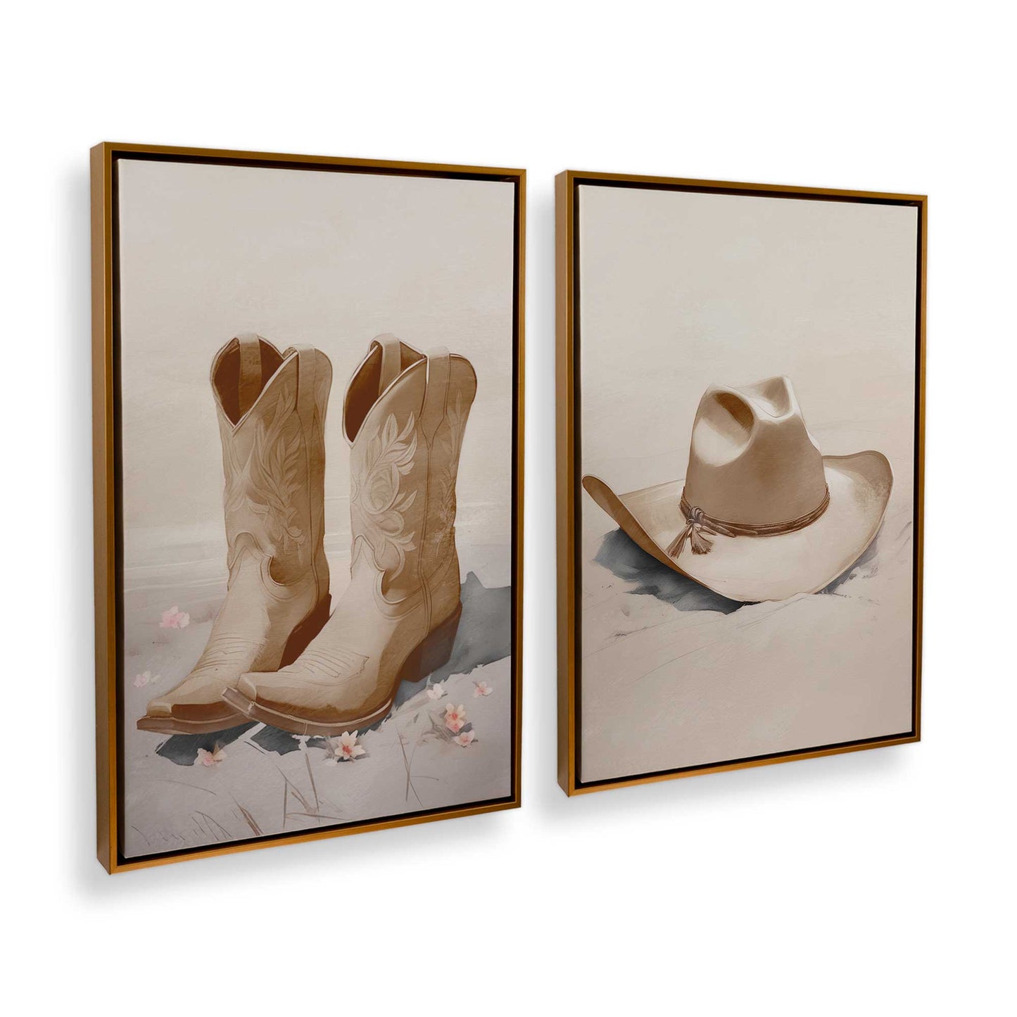 [Color:Polished Gold], Picture of art in a Polished Gold frame at an angle