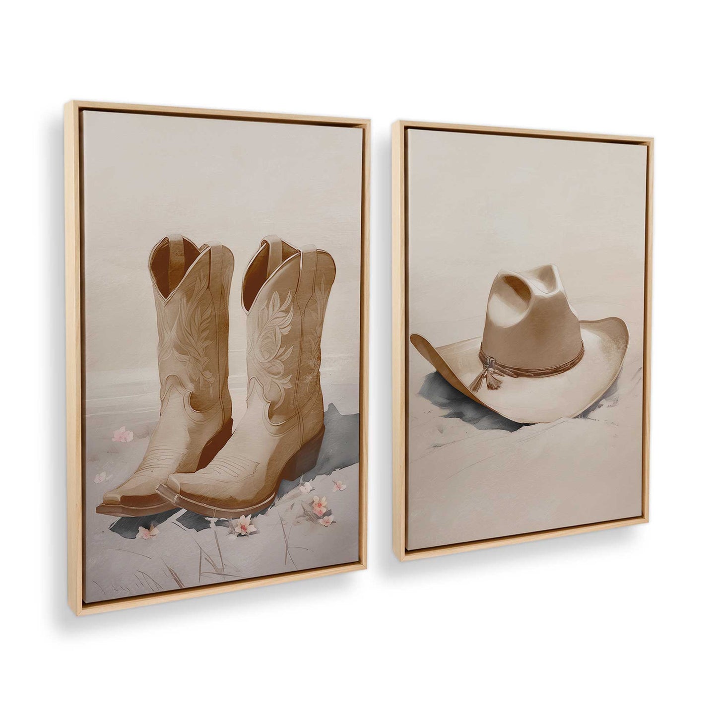 [Color:American Maple], Picture of art in a American Maple frame at an angle