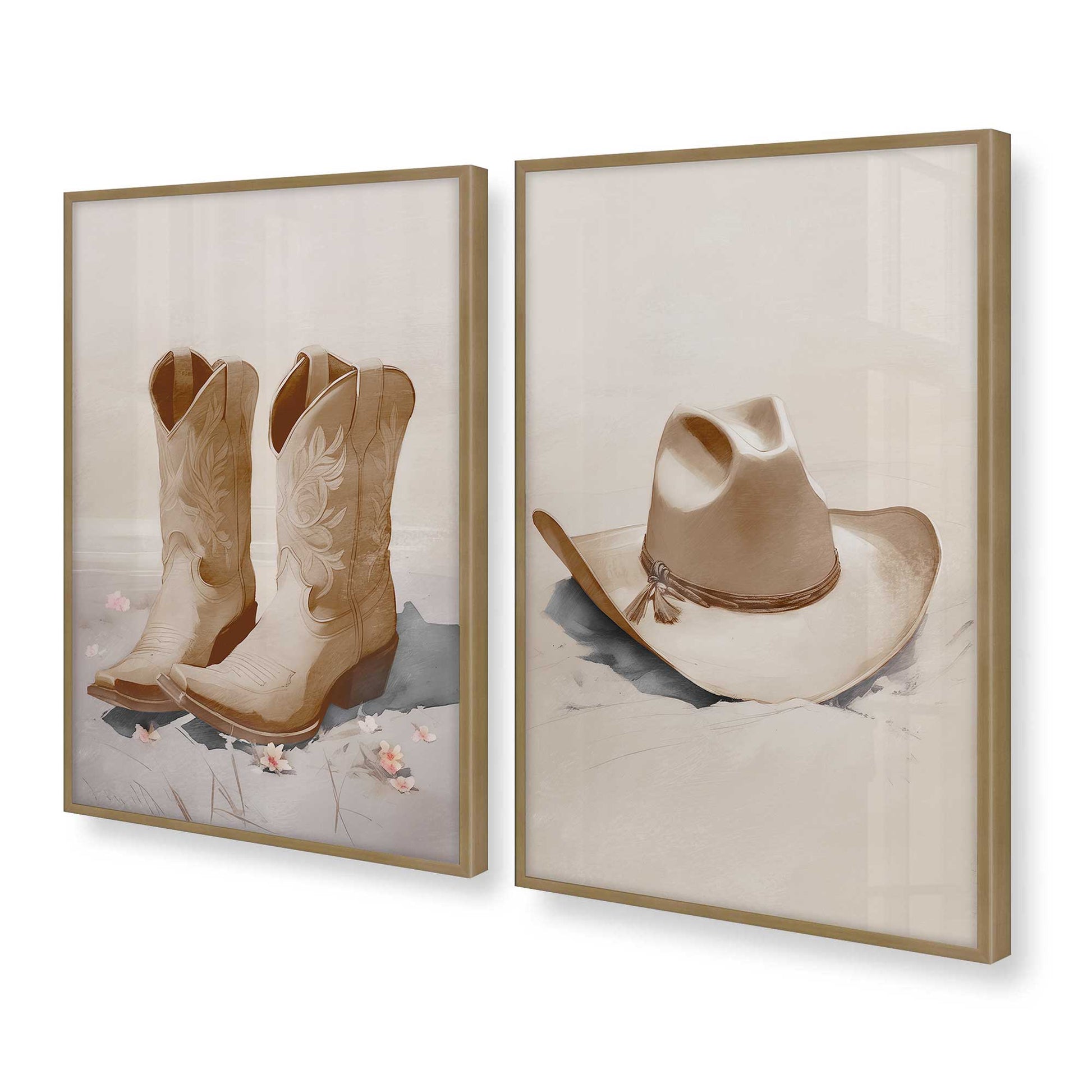 [Color:Brushed Gold], Picture of art in a Brushed Gold frame at an angle
