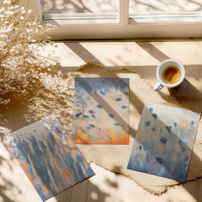 Blue Blooms Rising Set of 3 Art Prints