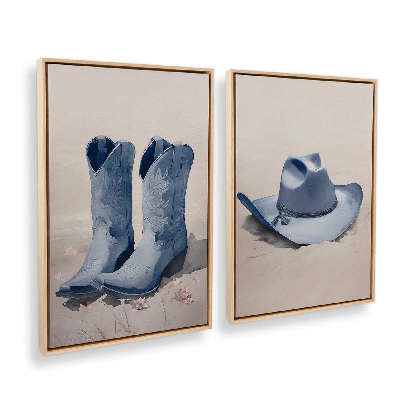 [Color:American Maple], Picture of art in a American Maple frame at an angle