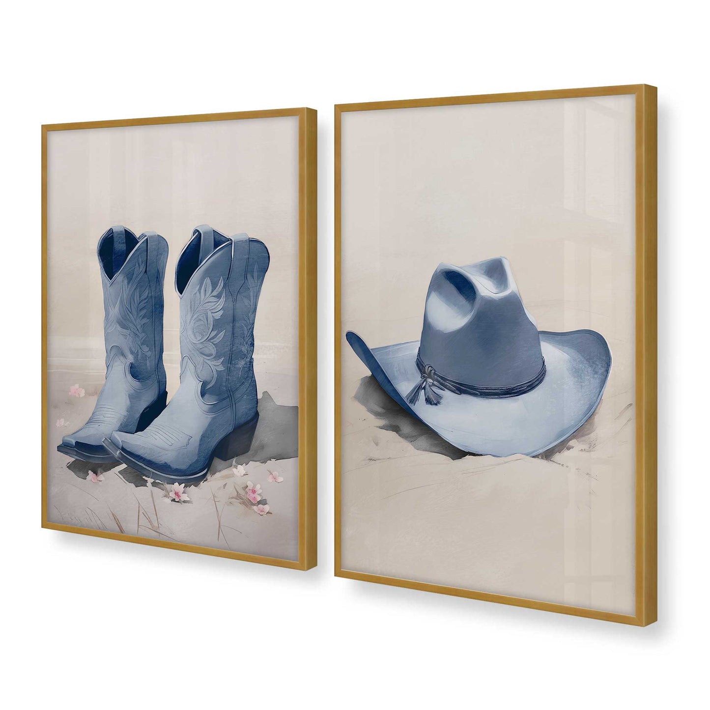 [Color:Polished Gold], Picture of art in a Polished Gold frame at an angle
