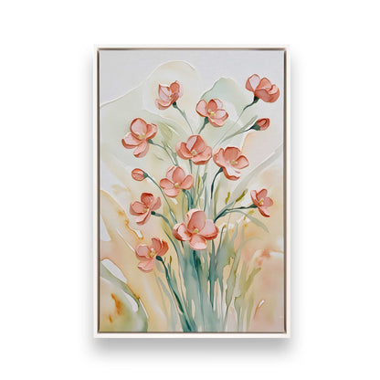 Peachy Flower Party, Set of 3 Canvas Prints