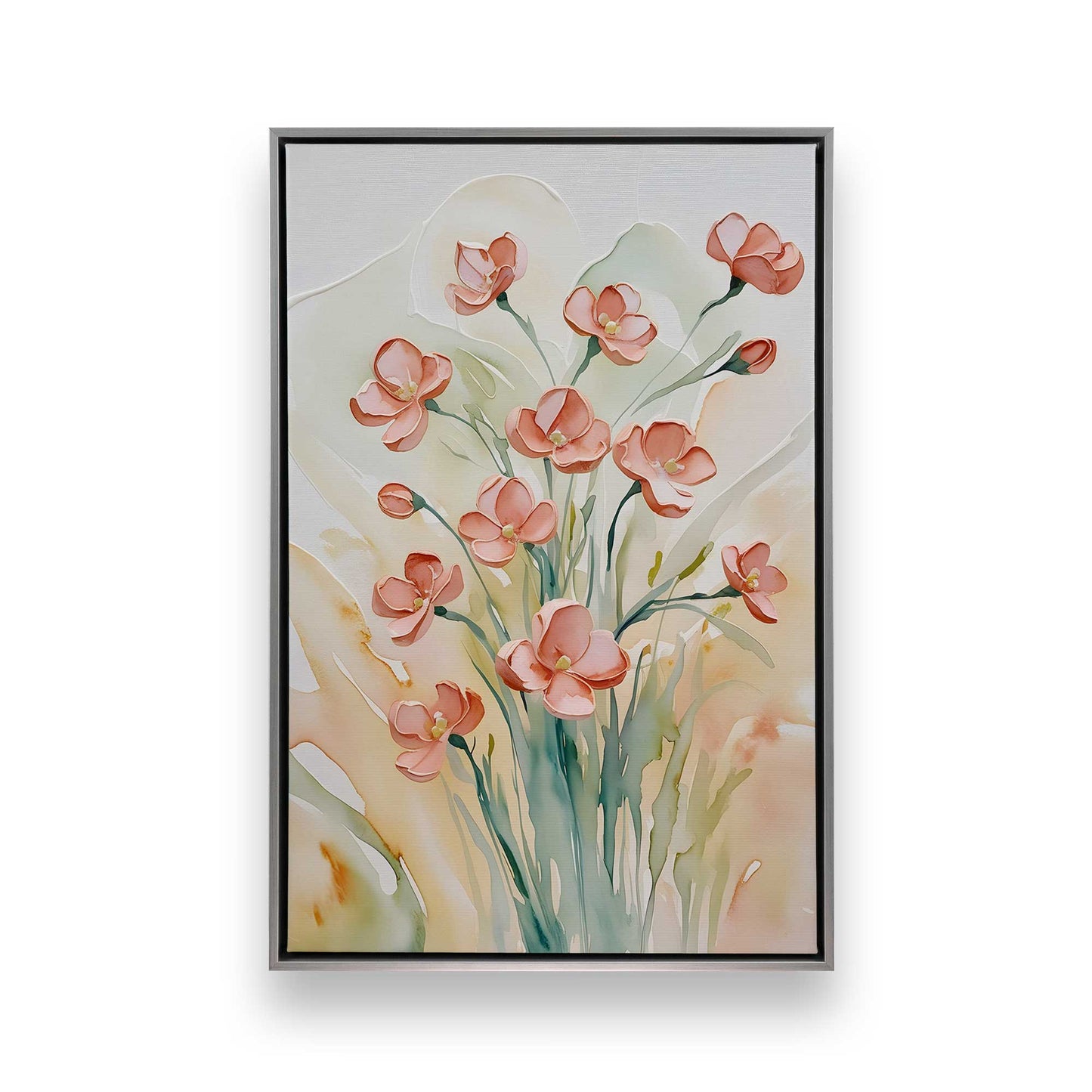 Peachy Flower Party, Set of 3 Canvas Prints