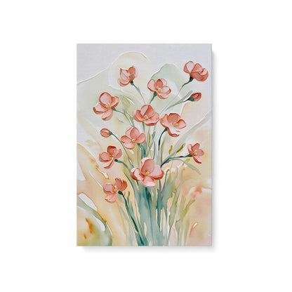 Peachy Flower Party, Set of 3 Canvas Prints