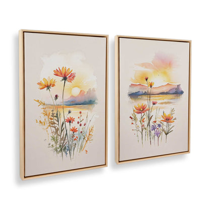 [Color:American Maple], Picture of art in a American Maple frame at an angle