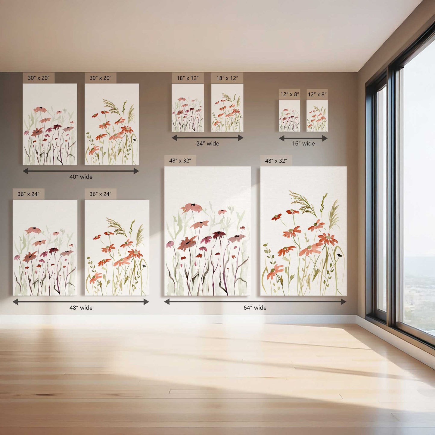 Wildflower Happy Dance, Set of 2 Canvas Prints