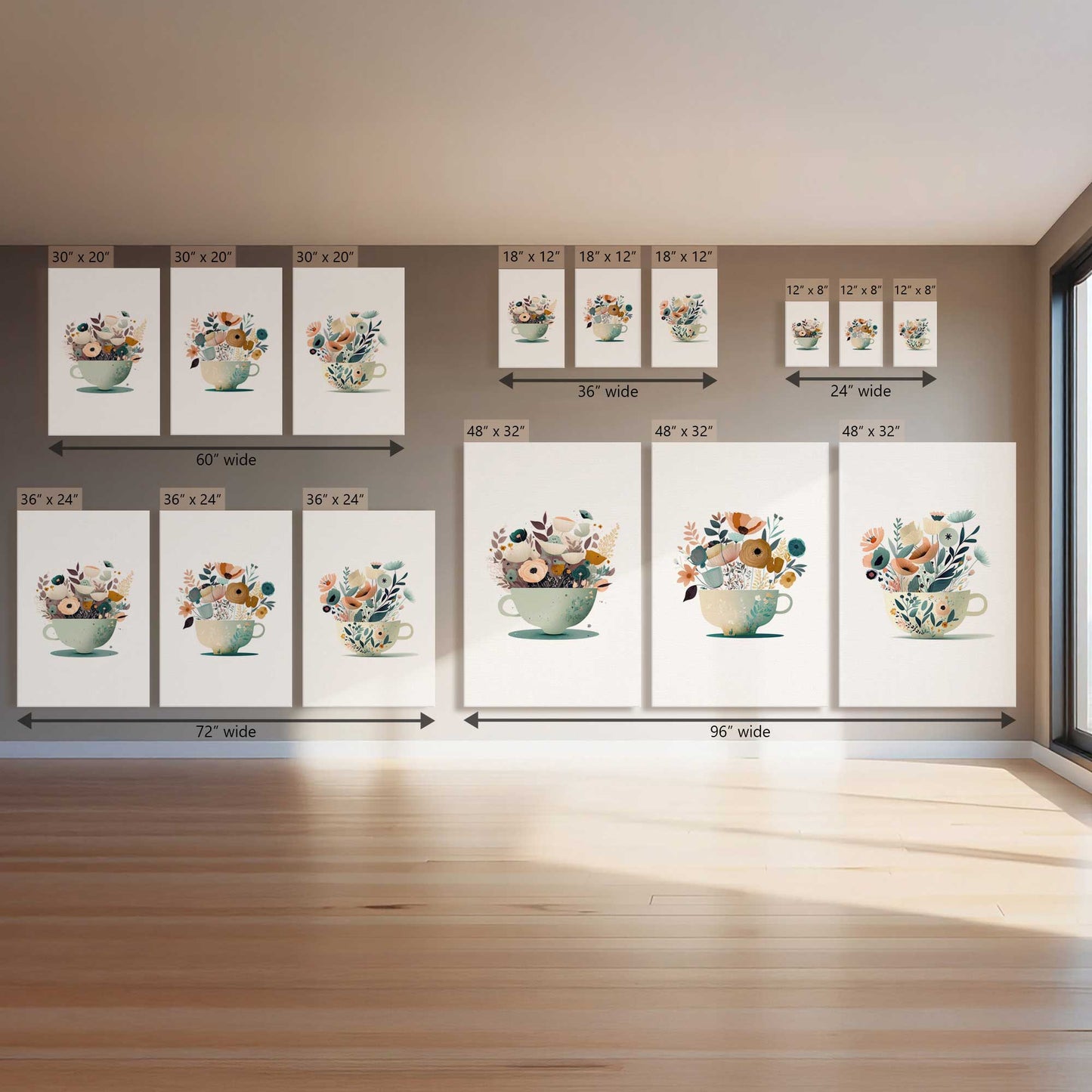 Happy Cups, Set of 3 Canvas Prints