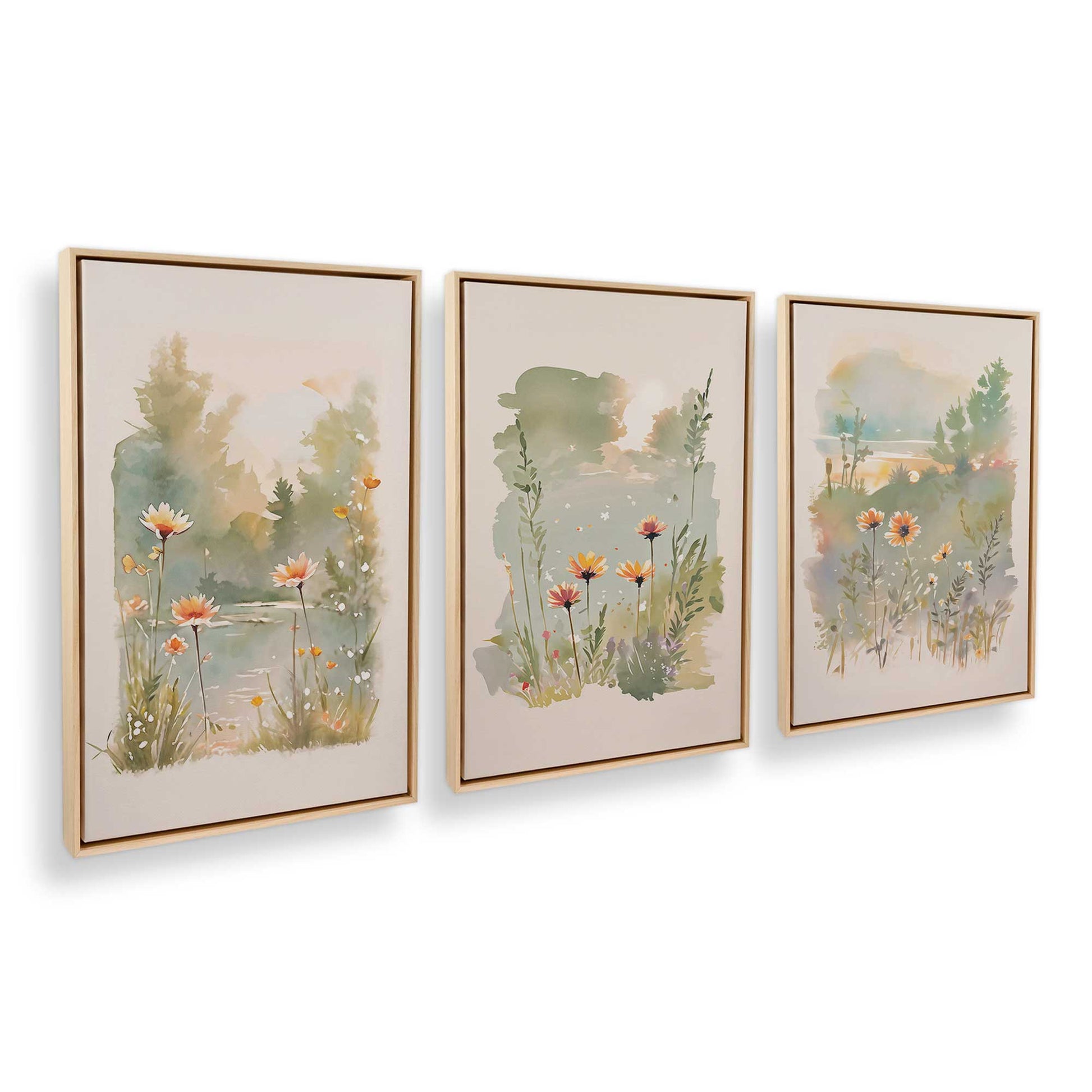 [Color:American Maple], Picture of art in a American Maple frame at an angle