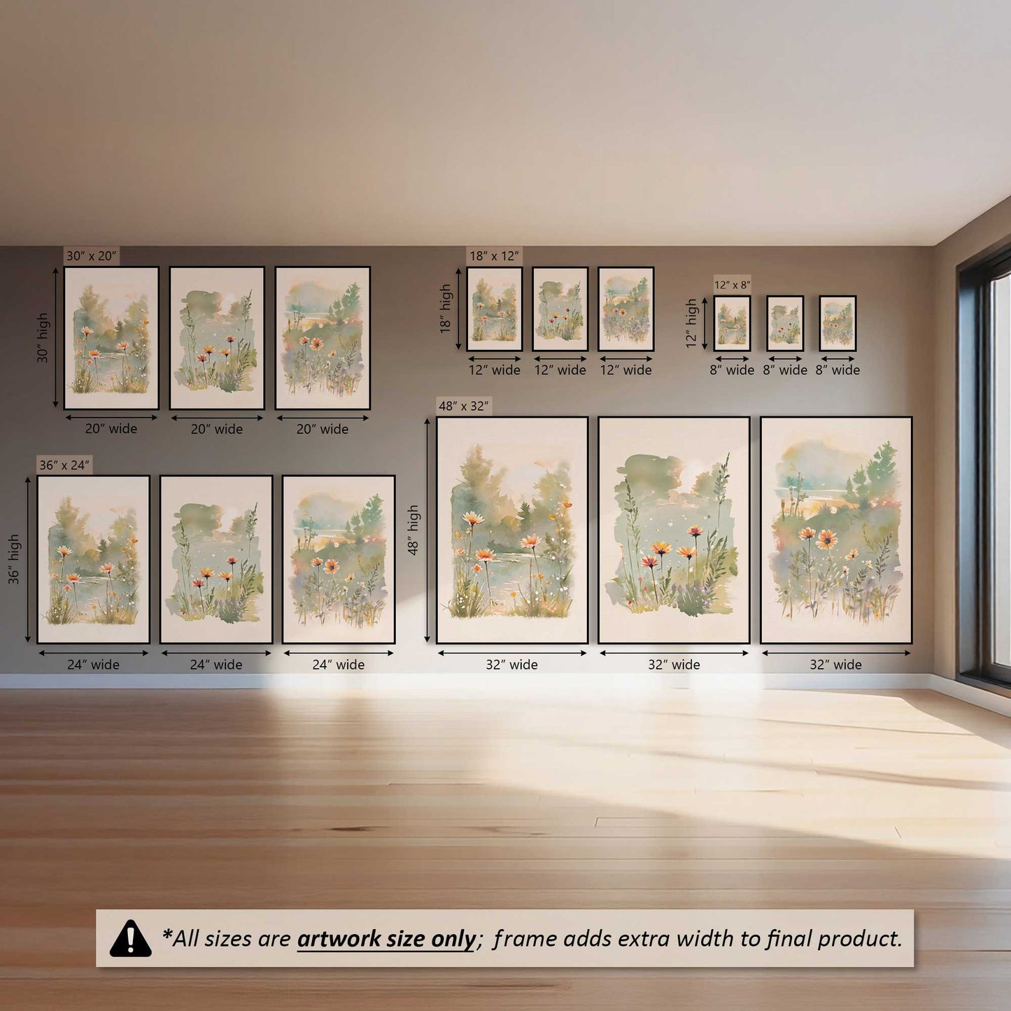 Sunny Flower Days, Set of 3 Canvas Prints