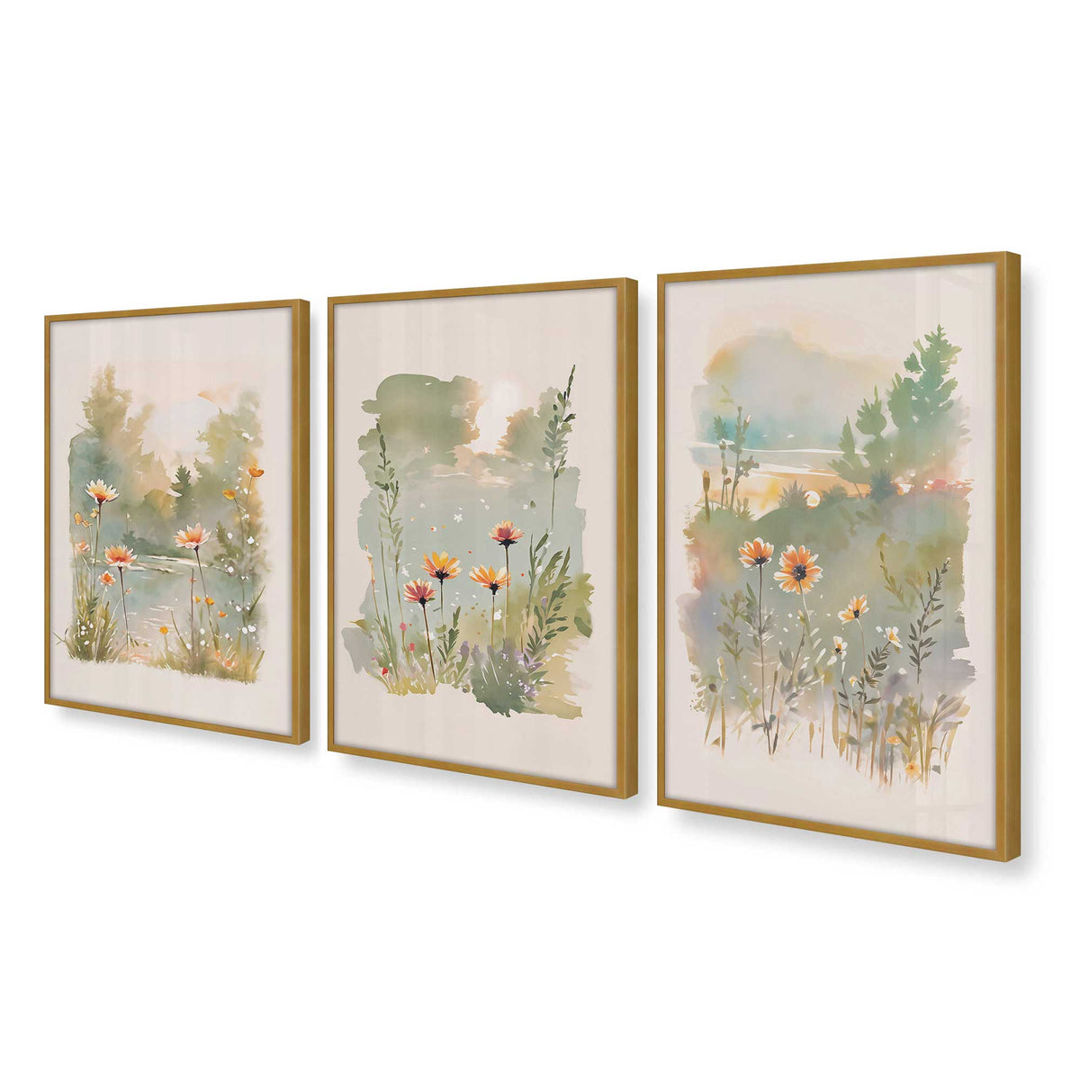 [Color:Polished Gold], Picture of art in a Polished Gold frame at an angle