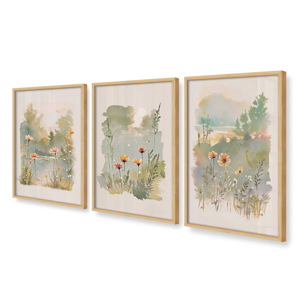 [Color:American Maple], Picture of art in an American Maple frame at an angle