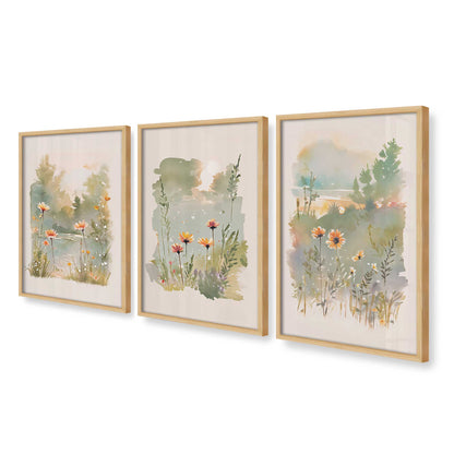 [Color:American Maple], Picture of art in a American Maple frame at an angle