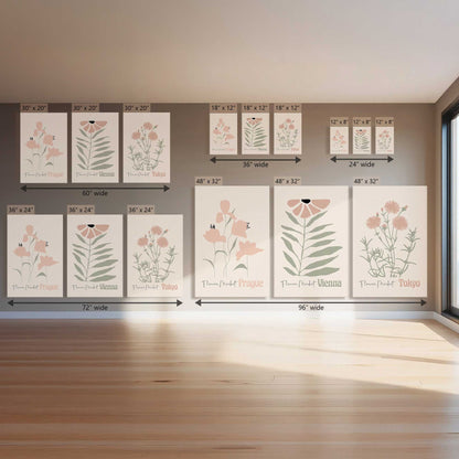 Pink Global Blooms, Set of 3 Canvas Prints