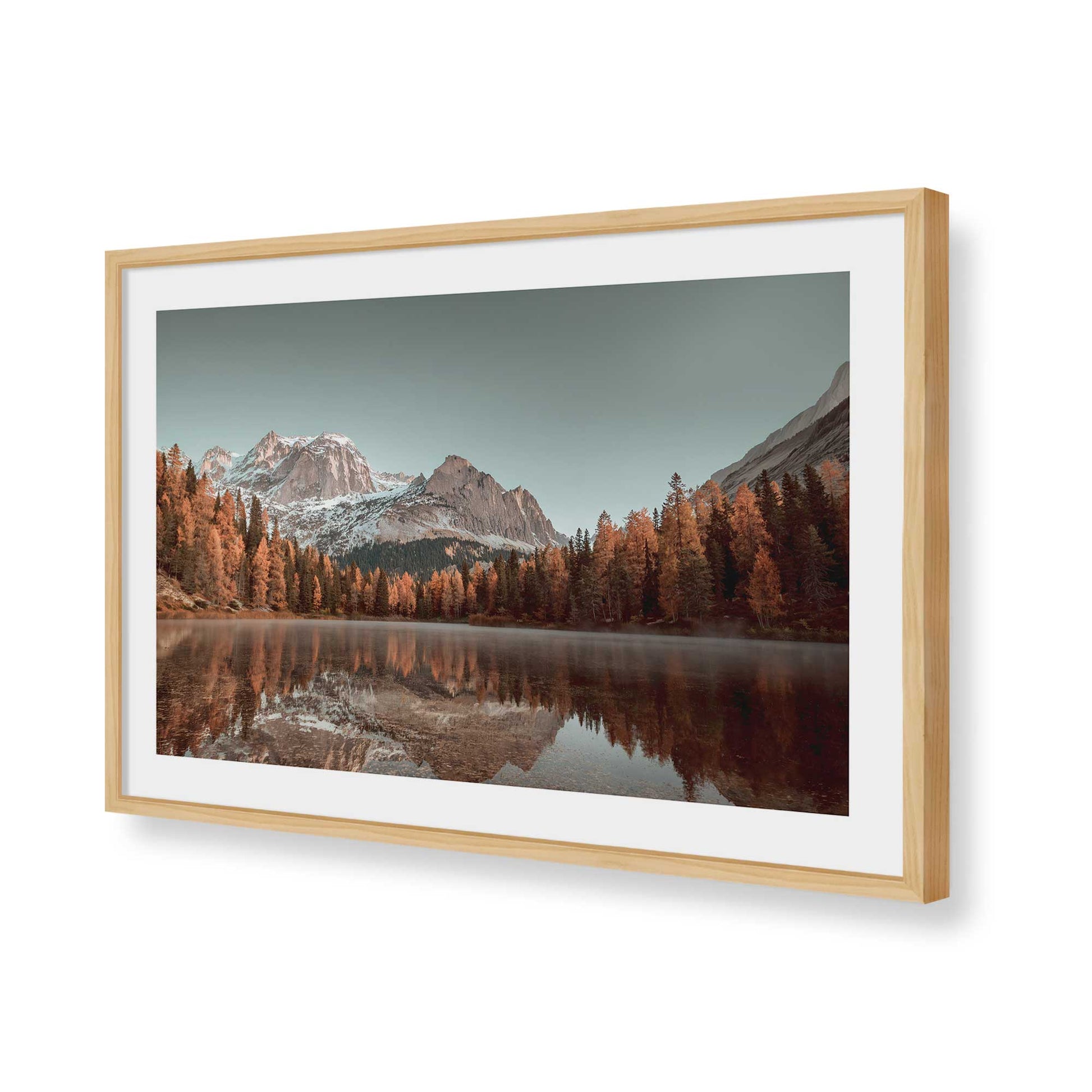 [Color:American Maple], Picture of art in a Polished Chrome frame of the corner