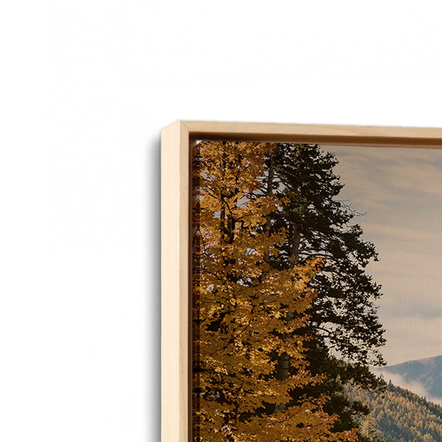 [Color:American Maple], Picture of art in a American Maple frame at an angle