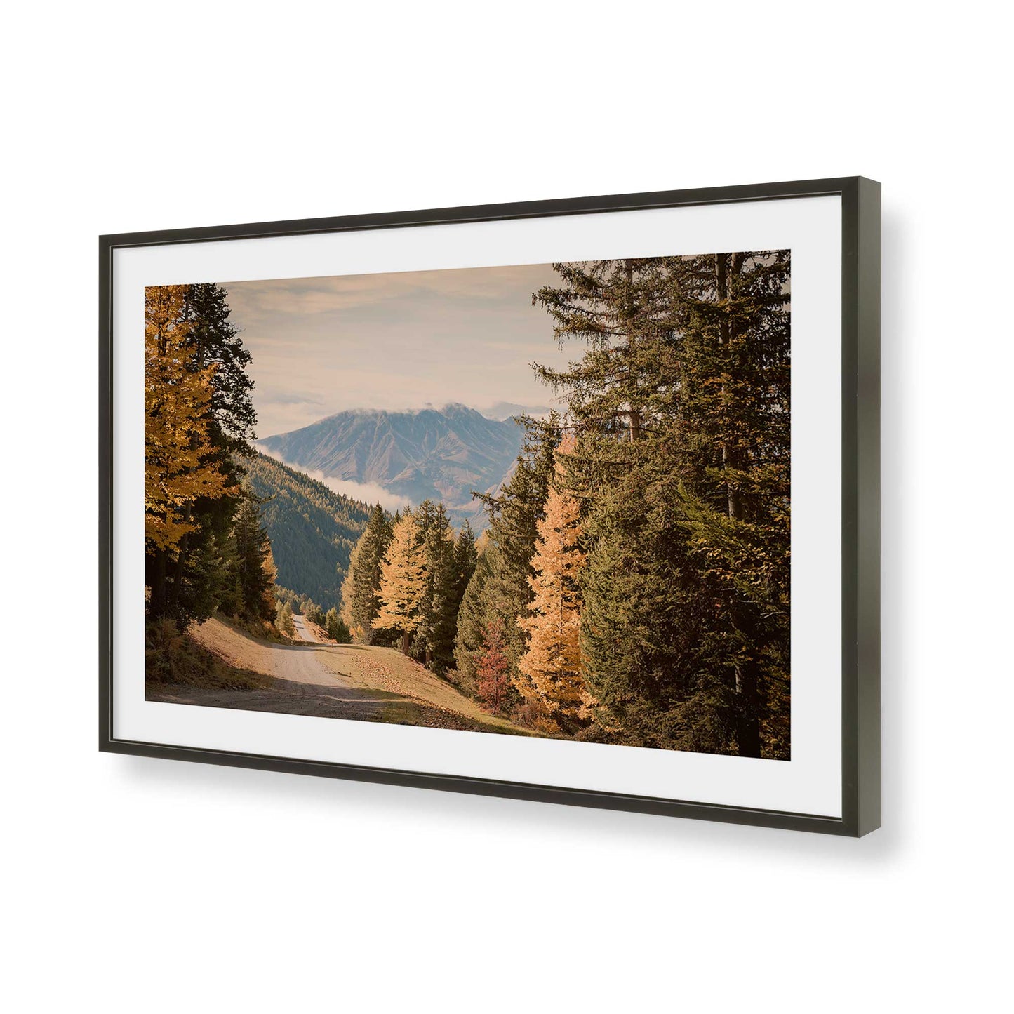 [Color:Satin Black], Picture of art in a Polished Chrome frame of the corner