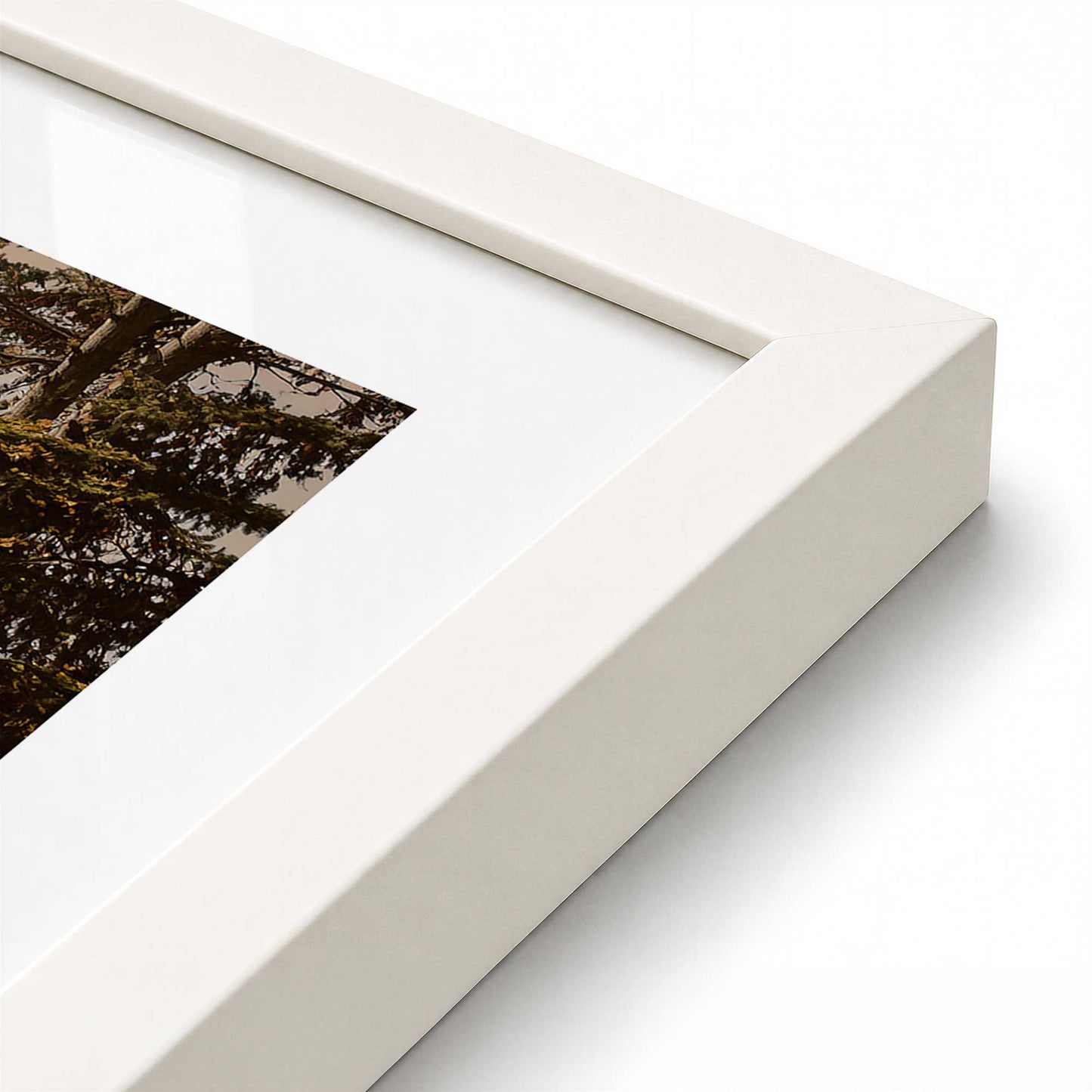 [Color:Opaque White], Picture of art in a Polished Chrome frame at an angle