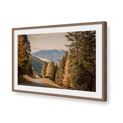 [Color:Walnut], Picture of art in a Polished Chrome frame of the corner