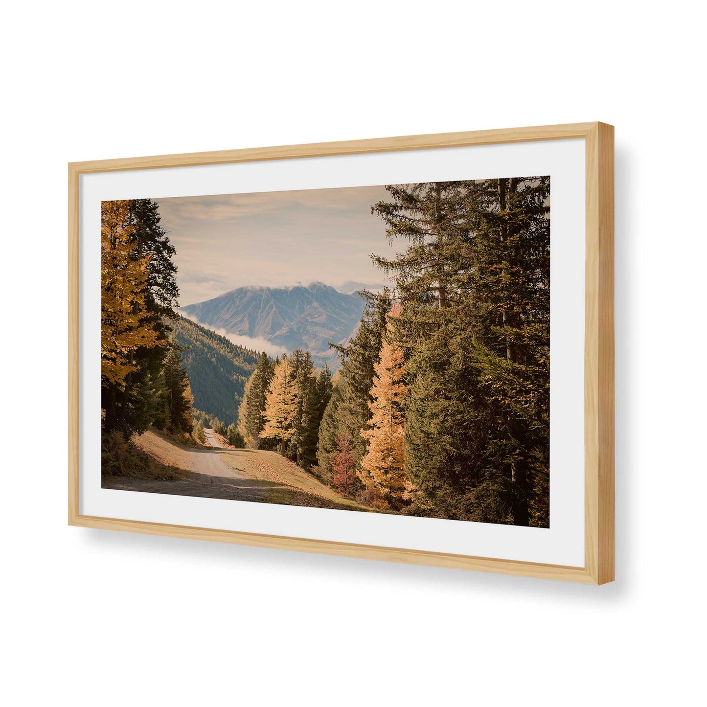 [Color:American Maple], Picture of art in a Polished Chrome frame of the corner