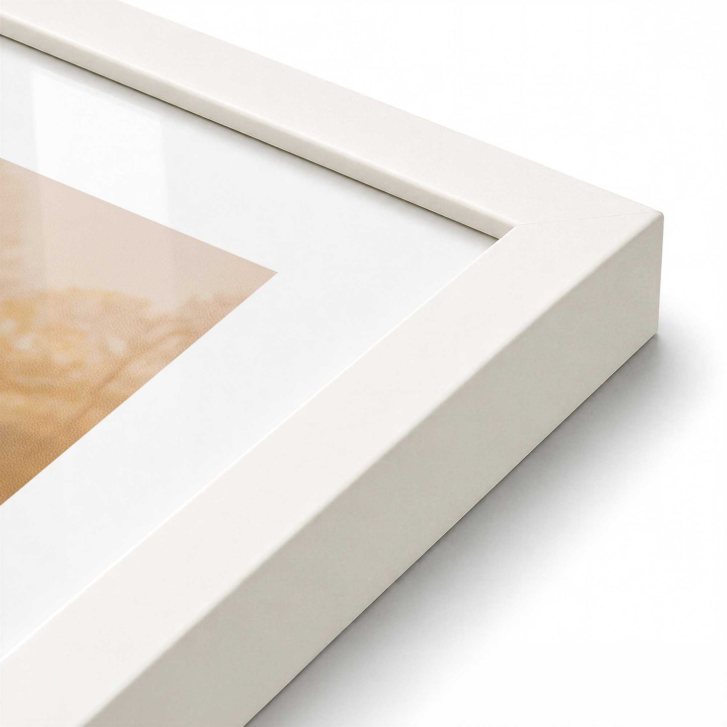 [Color:Opaque White], Picture of art in a Polished Chrome frame at an angle