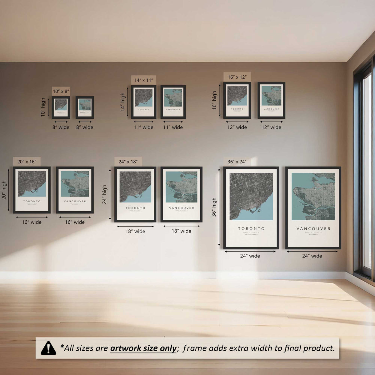 Vancouver & Toronto City Grids Set of 2 Art Prints