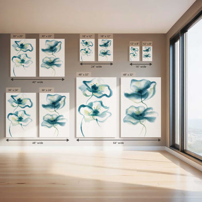 Teal Whisper Blooms, Set of 2 Canvas Prints