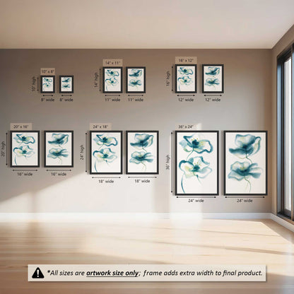 Teal Whisper Blooms Set of 2 At Prints
