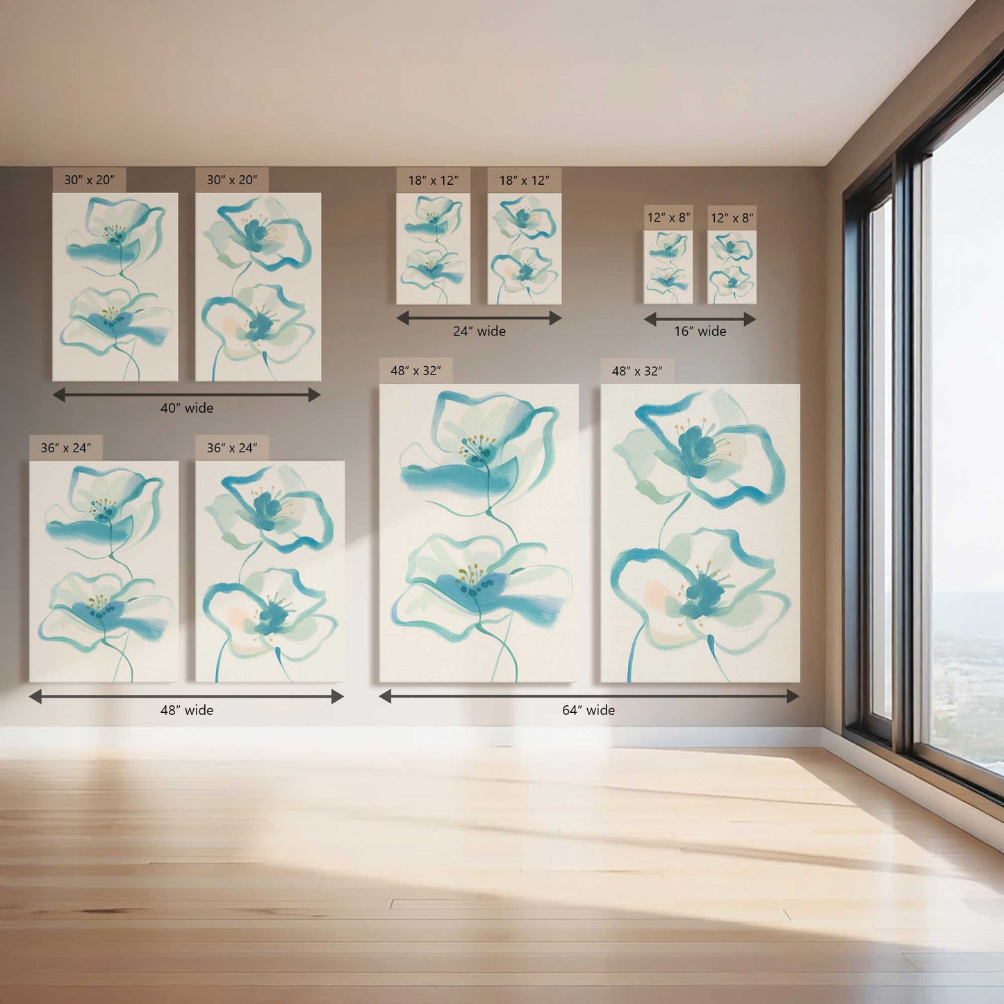 Fluttering Blues, Set of 2 Canvas Prints