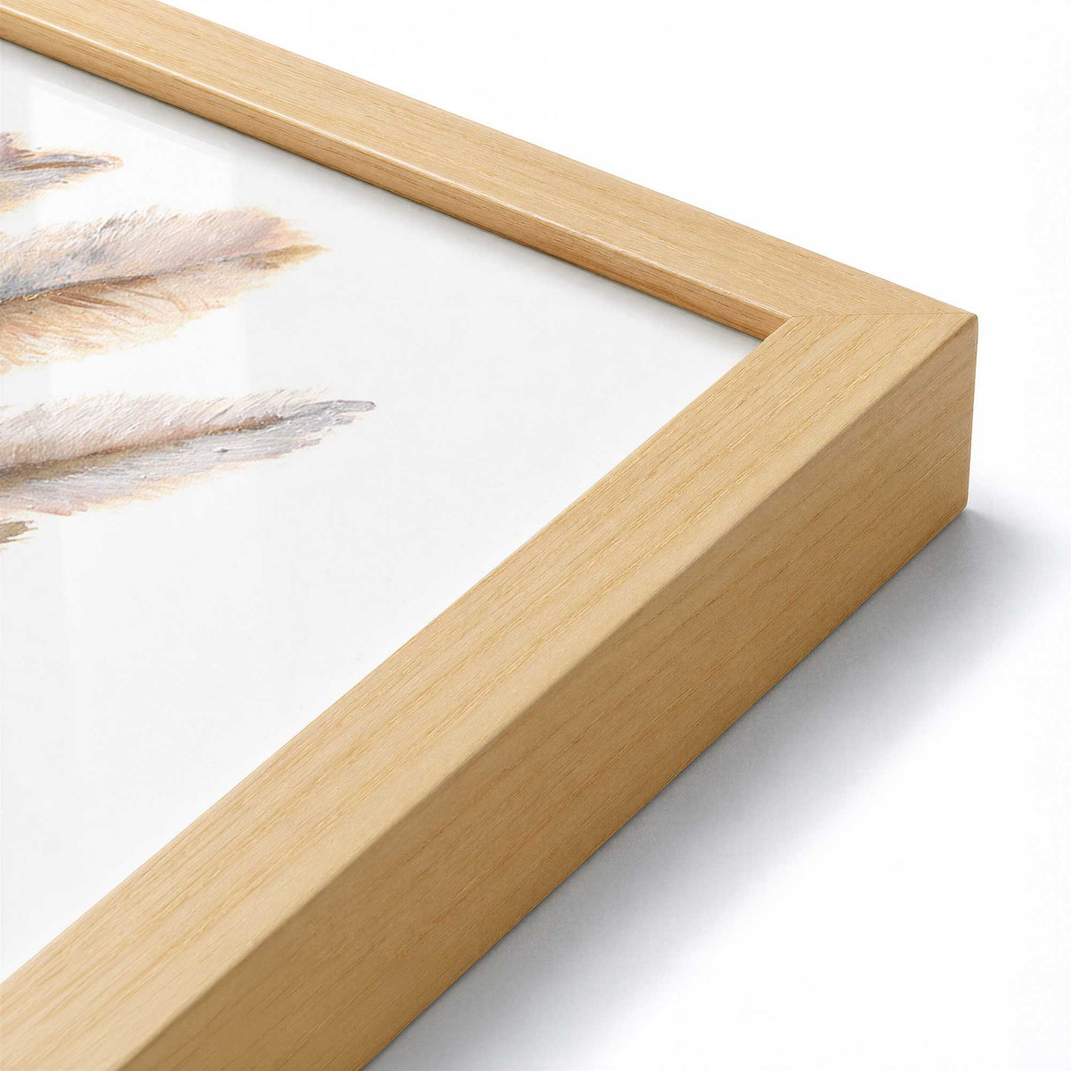 [Color:American Maple], Picture of art in a American Maple frame at an angle