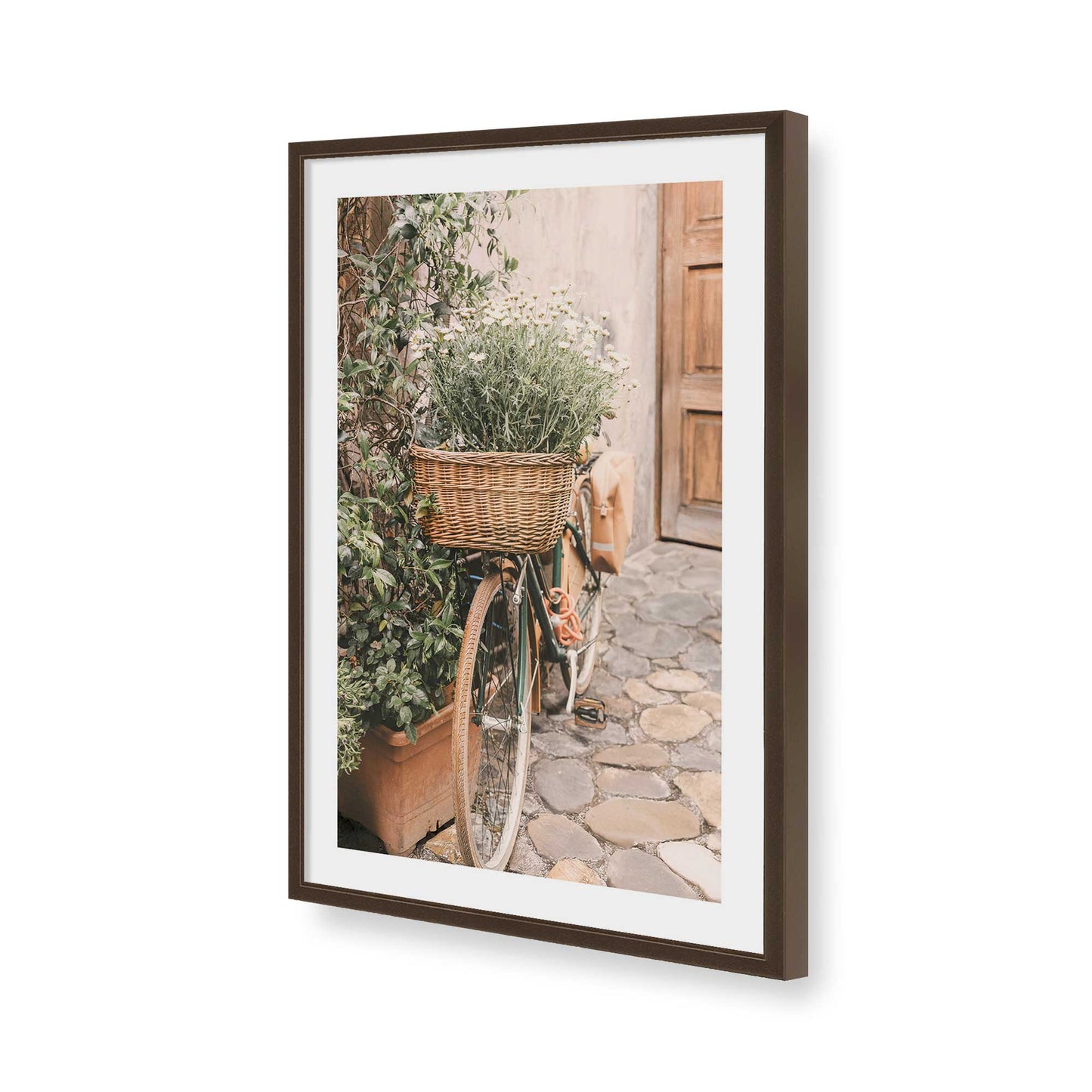 [Color:Brown], Picture of art in a Brown frame of the corner