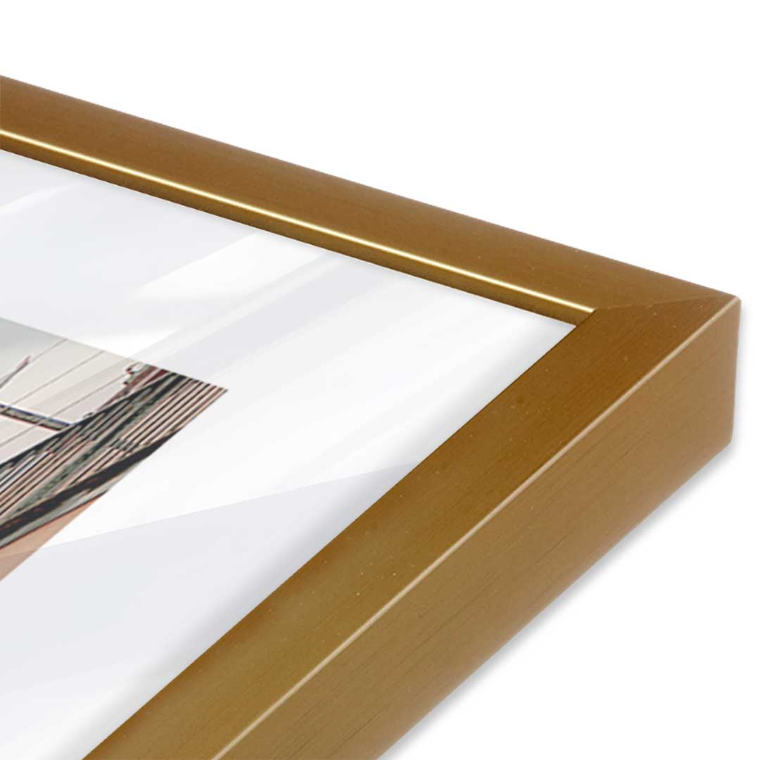 [Color:Polished Gold], Picture of art in a Polished Gold frame at an angle