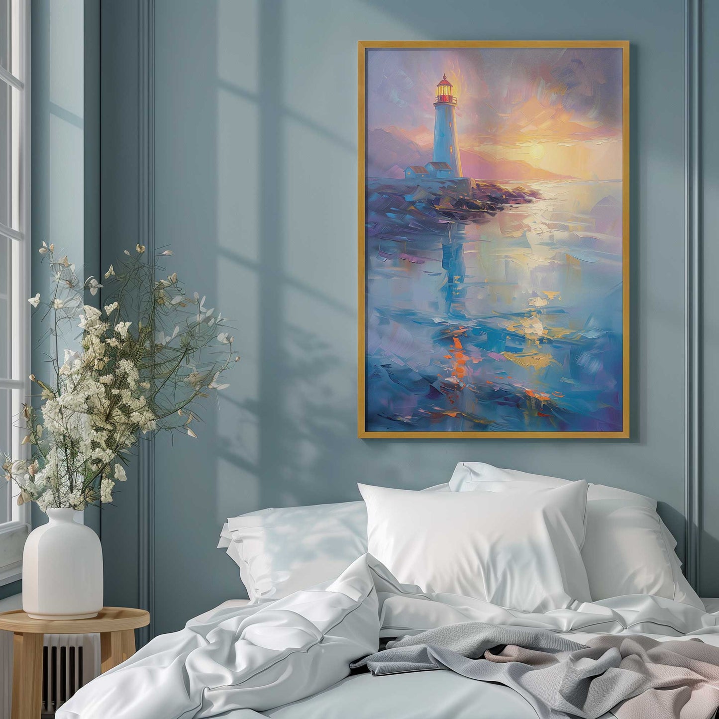 Bright Sunset Lighthouse Art Print