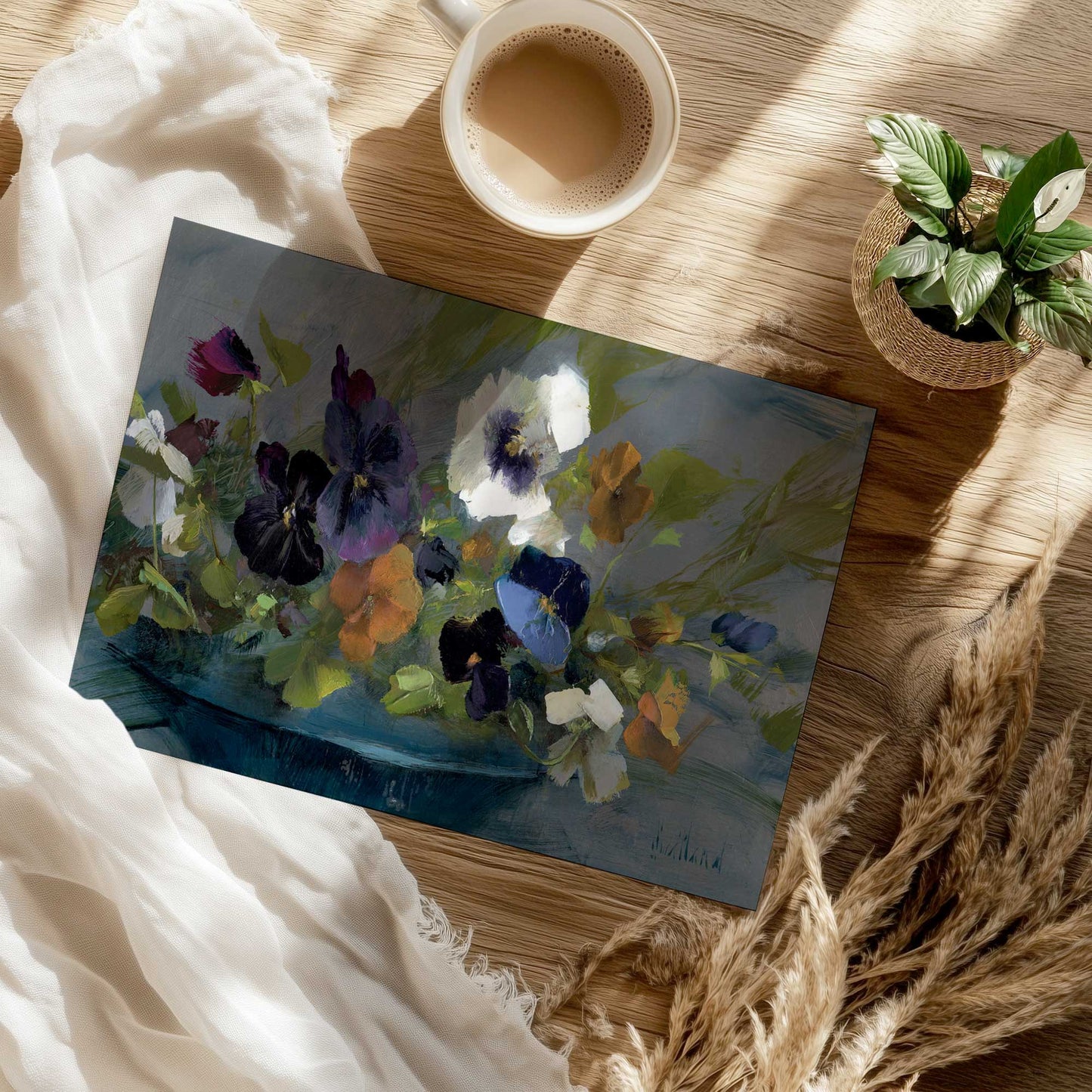 Moody Pansy Arrangement  Art Poster
