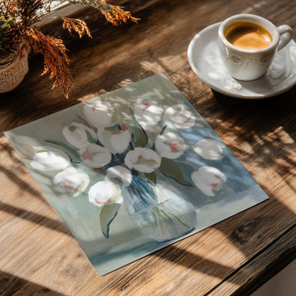 White Tulips in a Vase Art Poster