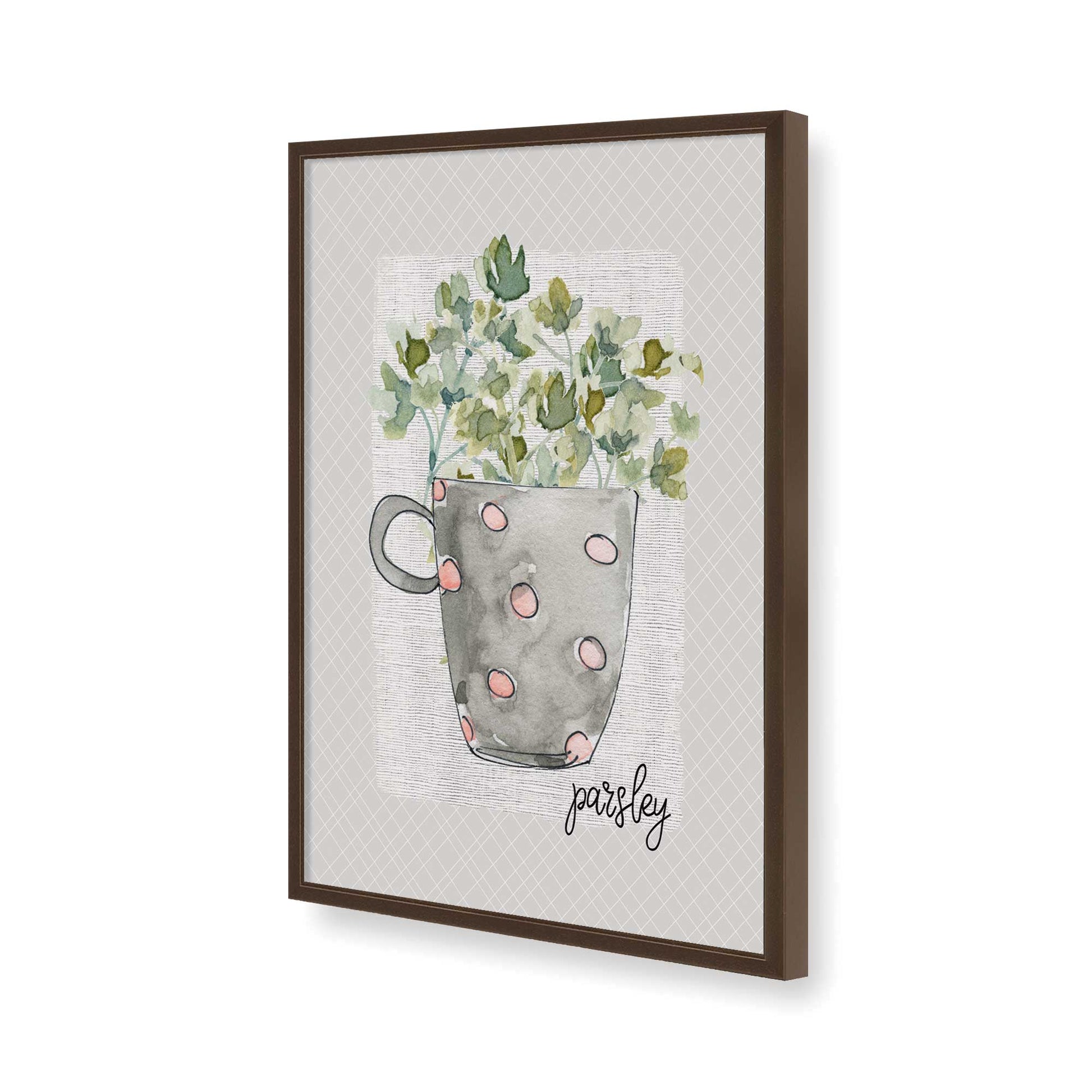 [Color:Brown], Picture of art in a Brown frame of the corner