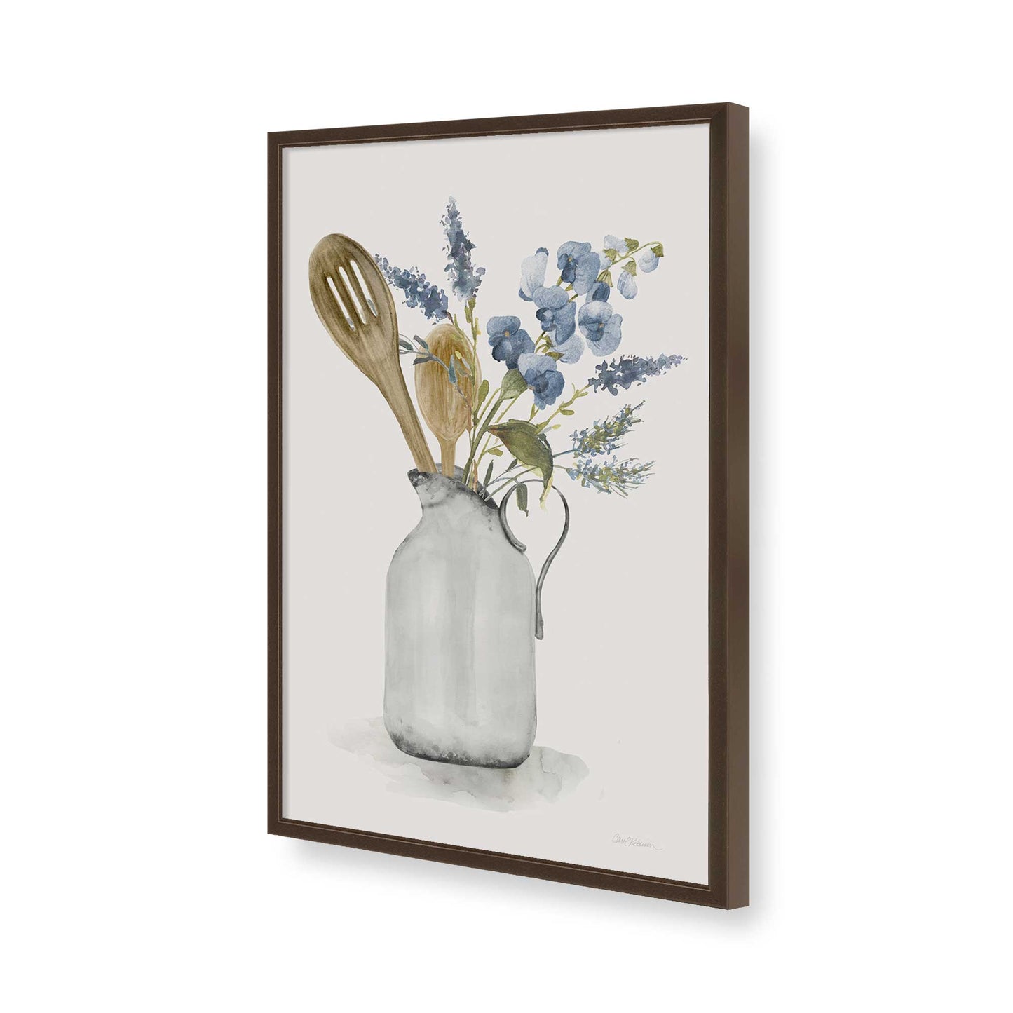 [Color:Brown], Picture of art in a Brown frame of the corner