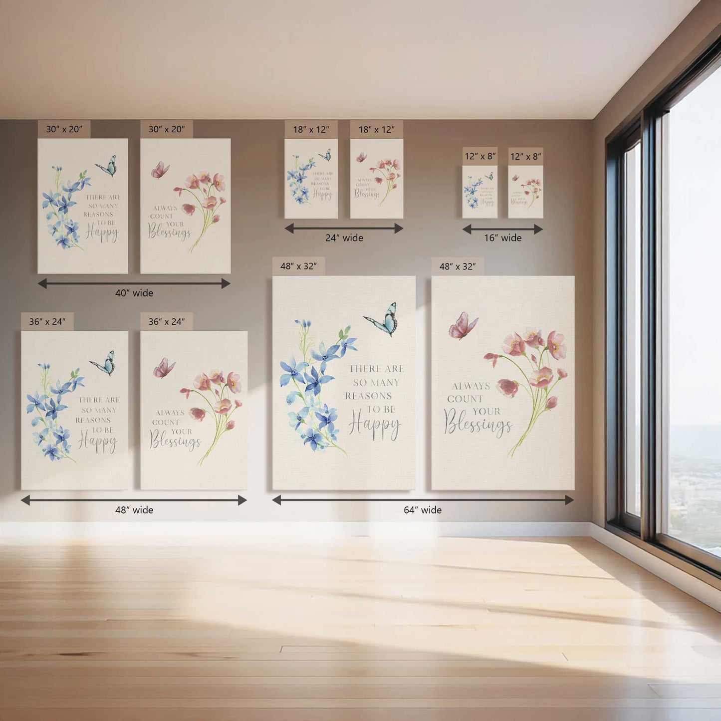 Blessings Bloom Softly, Set of 2 Canvas Prints