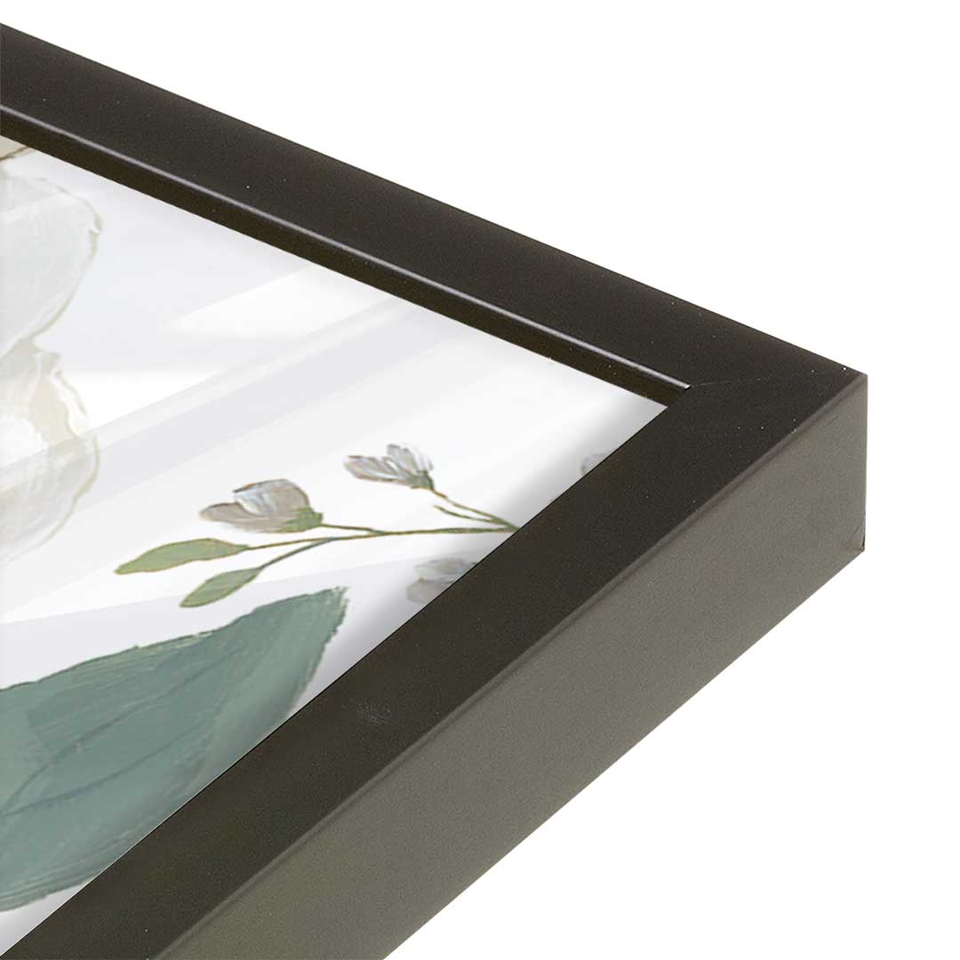 [Color:Satin Black], Picture of art in a Satin Black frame of the corner