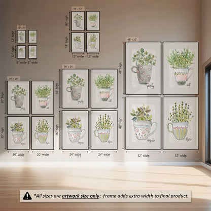 Happy Herbs, Set of 4 Canvas Prints