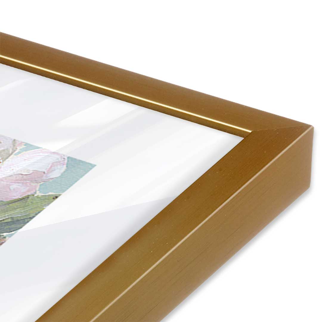 [Color:Polished Gold], Picture of art in a Polished Gold frame at an angle