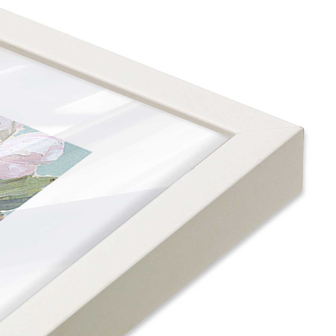[Color:Opaque White], Picture of art in an Opaque White frame of the corner