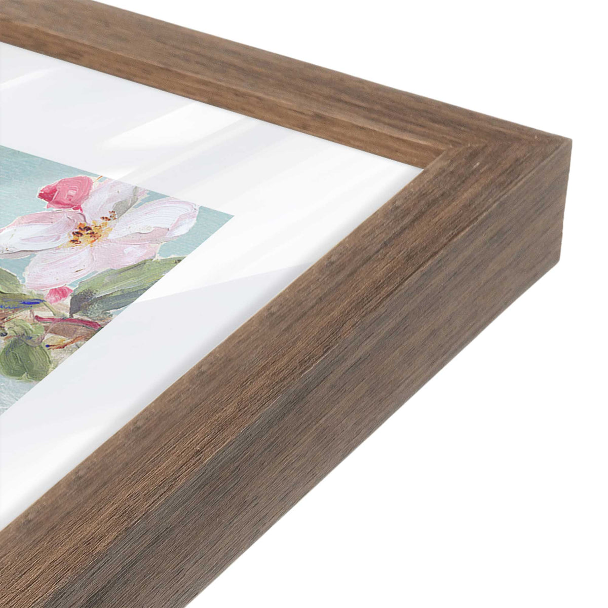 [Color:Walnut], Picture of art in a Walnut frame of the corner