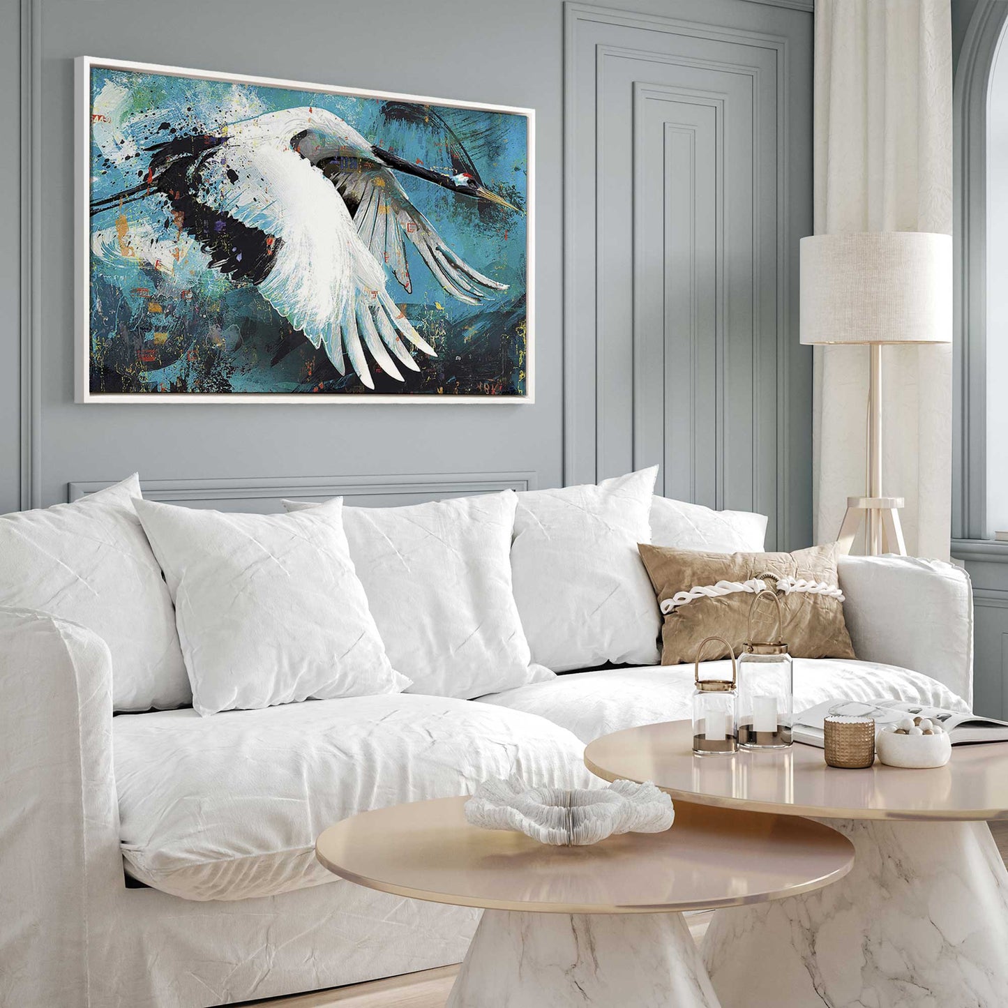 Majestic Crane in flight Canvas Print