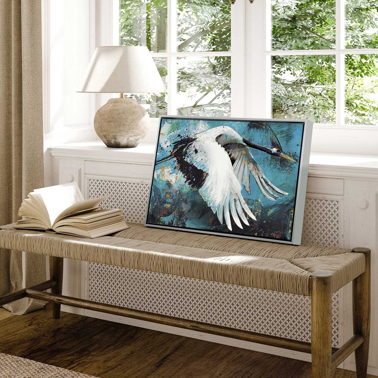 Majestic Crane in flight Canvas Print