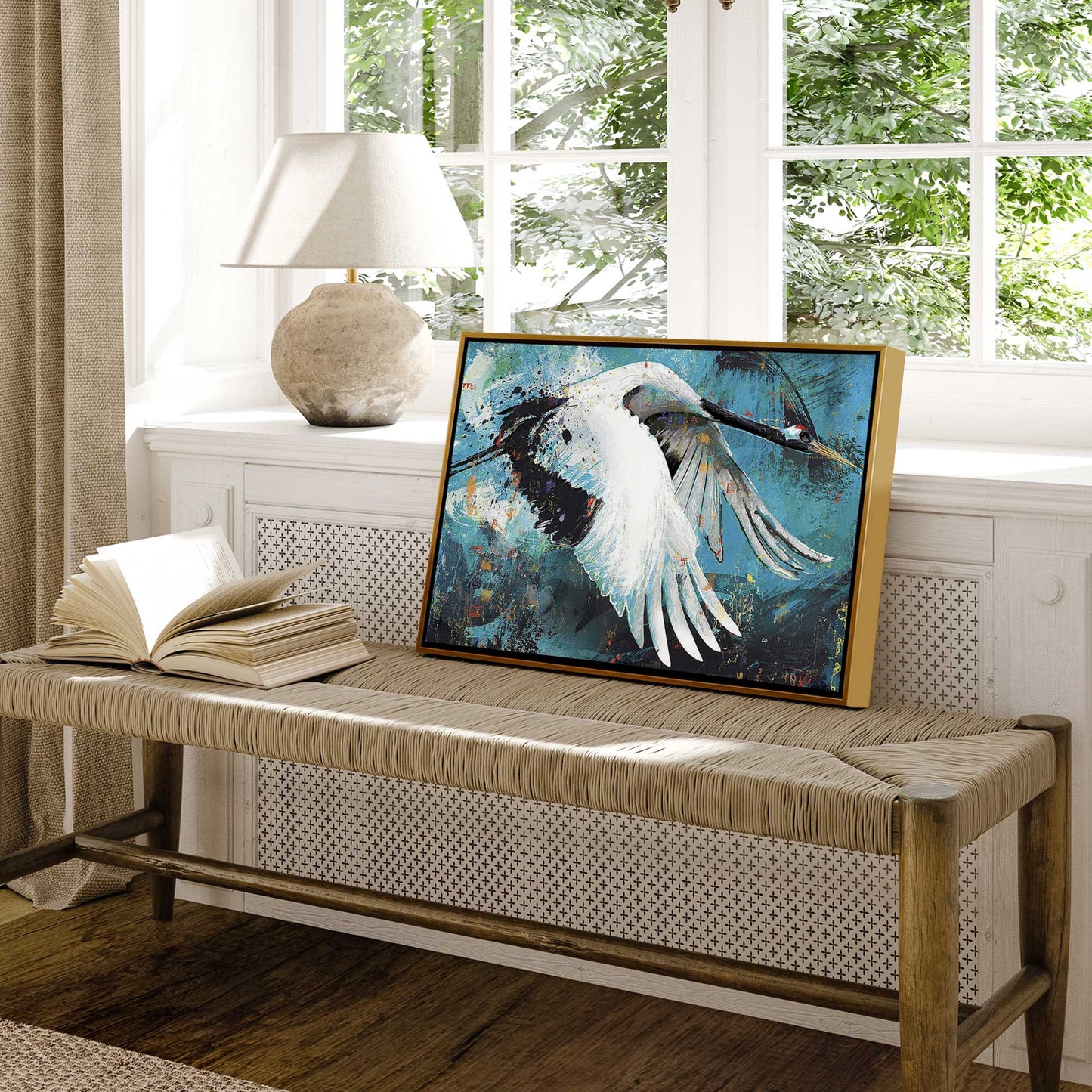 Majestic Crane in flight Canvas Print