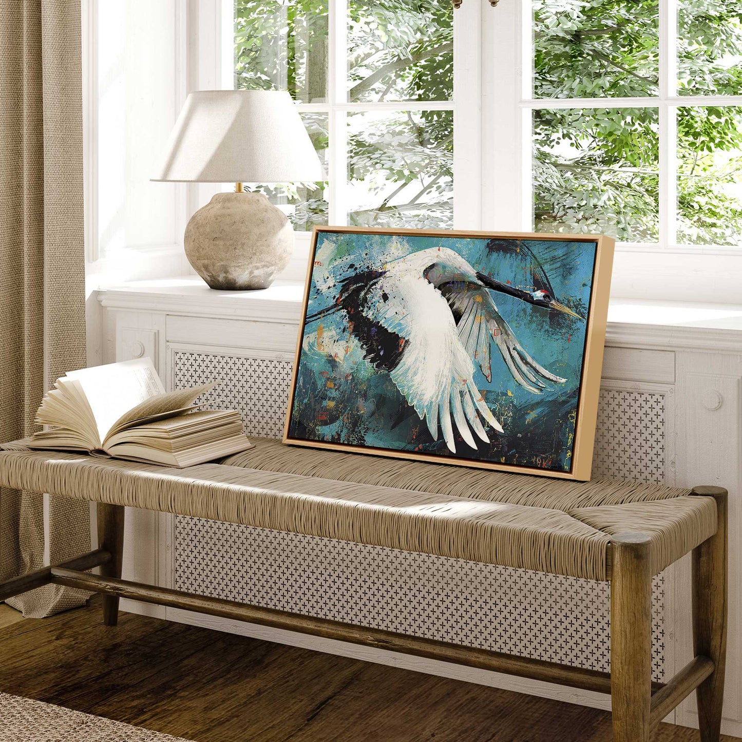 Majestic Crane in flight Canvas Print