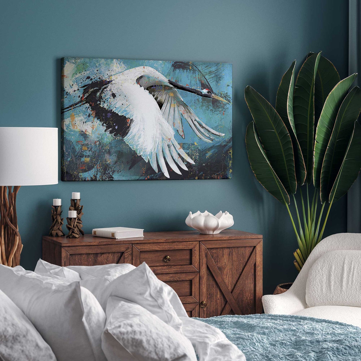 Majestic Crane in flight Canvas Print